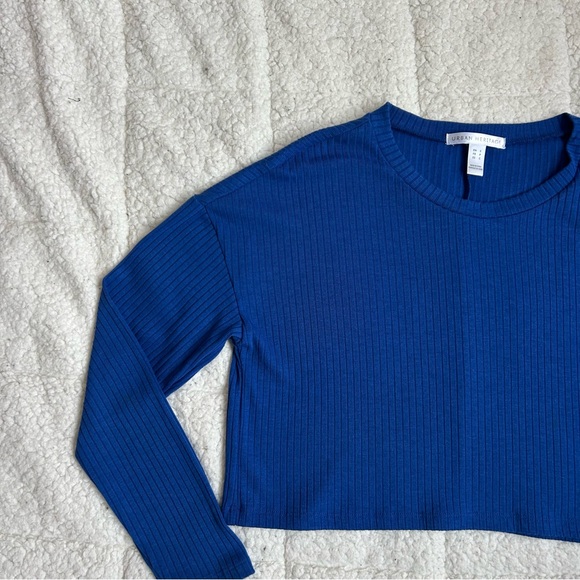 Urban Heritage Blue Long Sleeve Crop Shirt - Picture 3 of 11